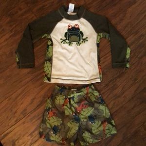 Toddler boy bathing suit bottoms and rash guard